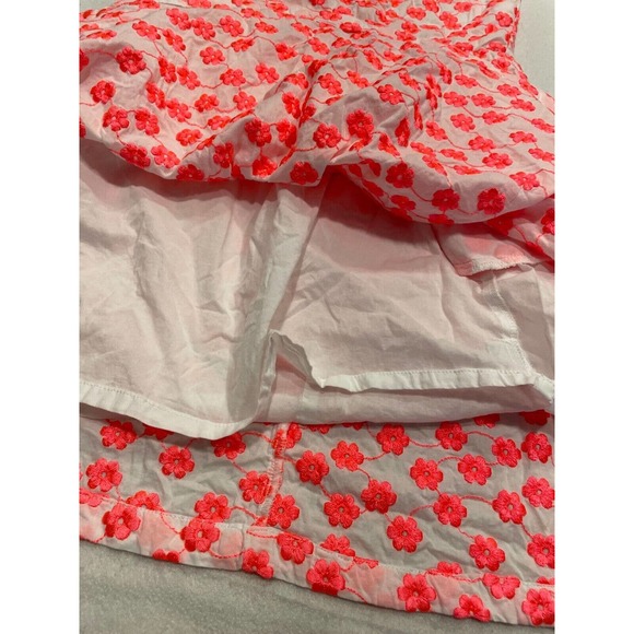 J.CREW Sz 00 Neon Pink Embroidered Floral Racerback Dress Sleeveless Fit & Flare - Picture 10 of 10